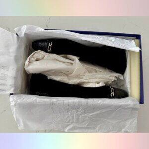 Stuart Weitzman “Byway” Black Suede & Patent Flats – Size 7
